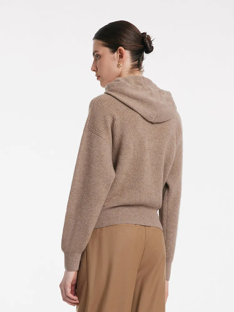 Pure Cashmere Hooded Sweater With Detachable Hat