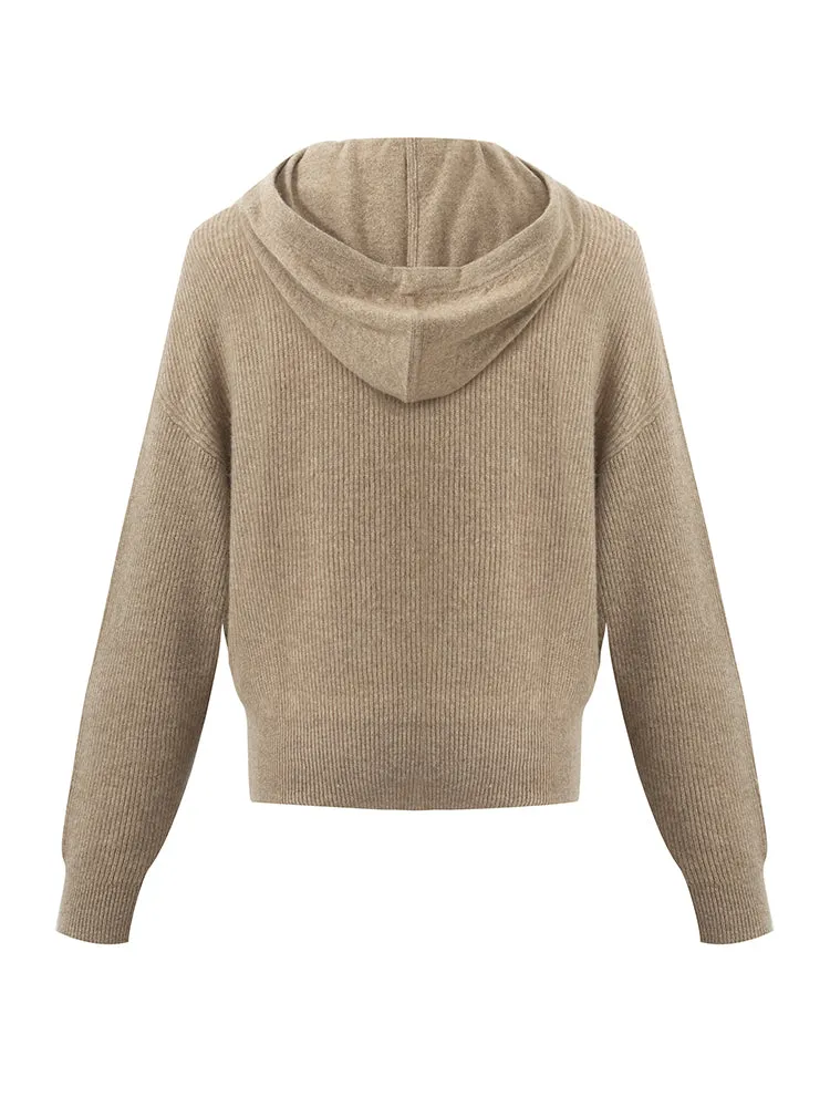 Pure Cashmere Hooded Sweater With Detachable Hat