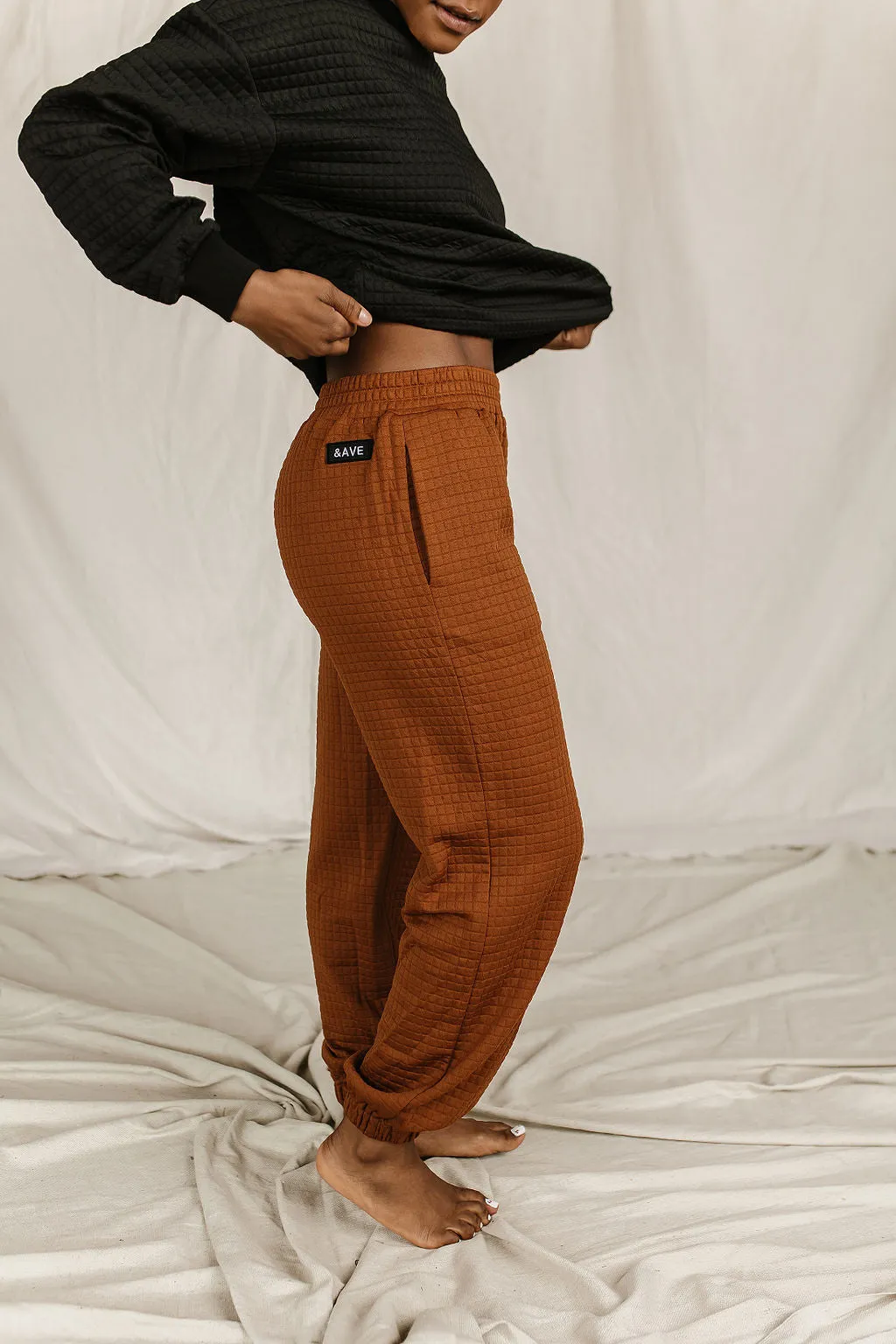 Quilted Joggers- Copper