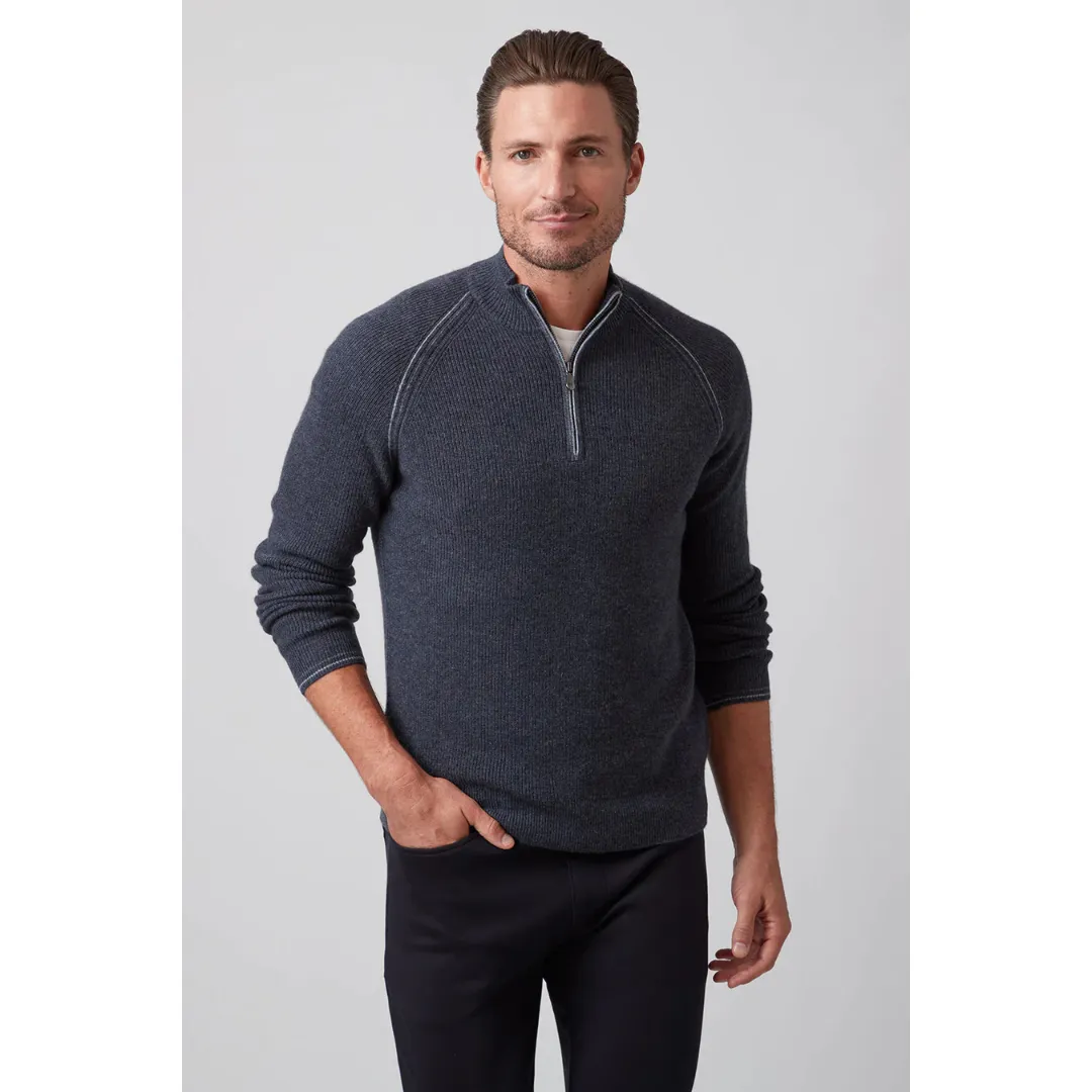 Raffi The Holden Long Sleeves Rib Trim Zip Mock Sweater