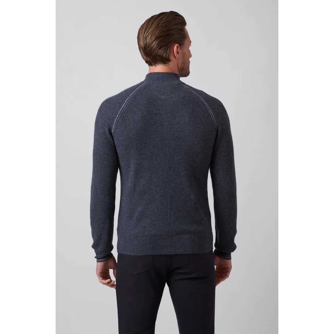 Raffi The Holden Long Sleeves Rib Trim Zip Mock Sweater