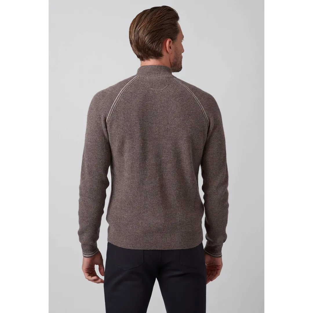 Raffi The Holden Long Sleeves Rib Trim Zip Mock Sweater