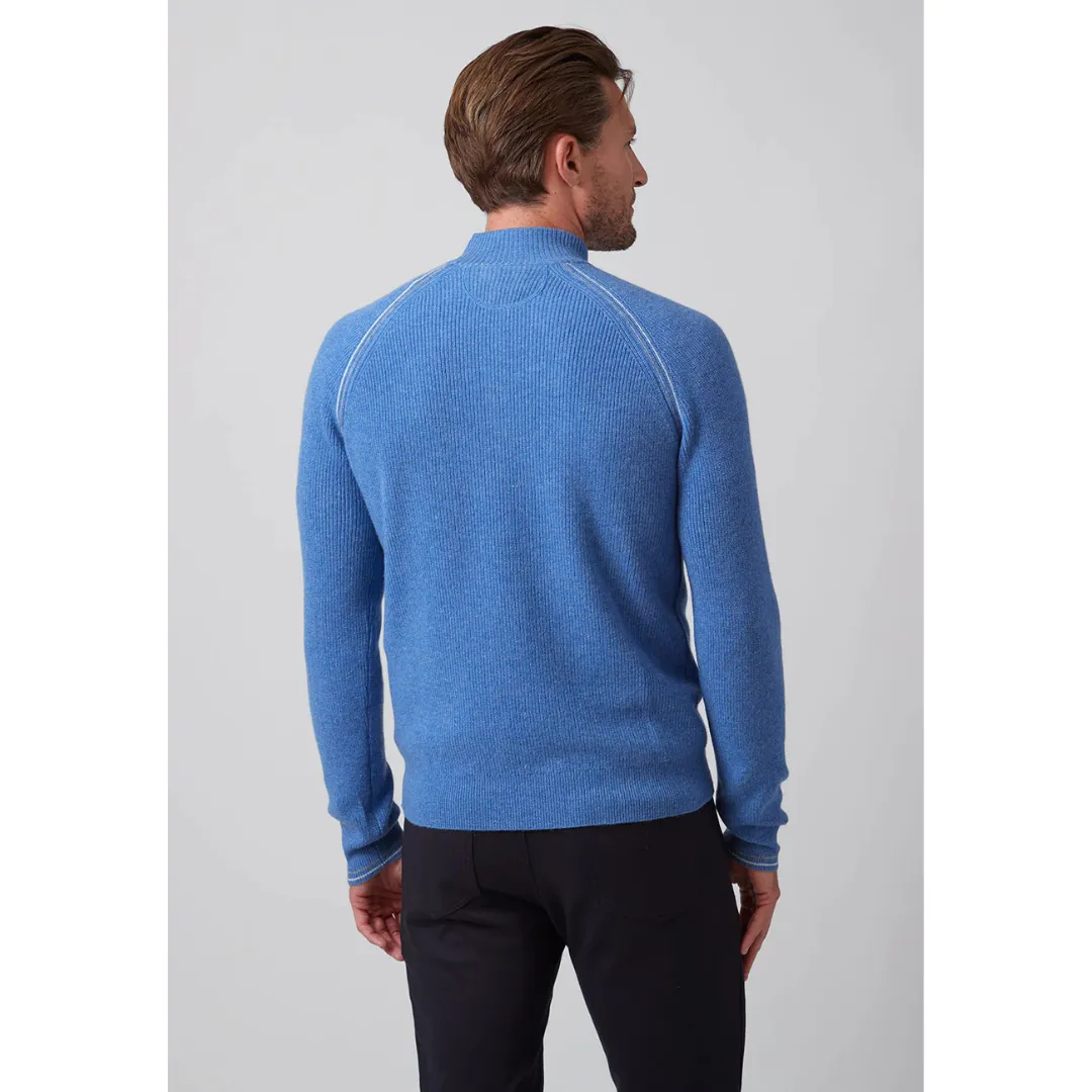 Raffi The Holden Long Sleeves Rib Trim Zip Mock Sweater