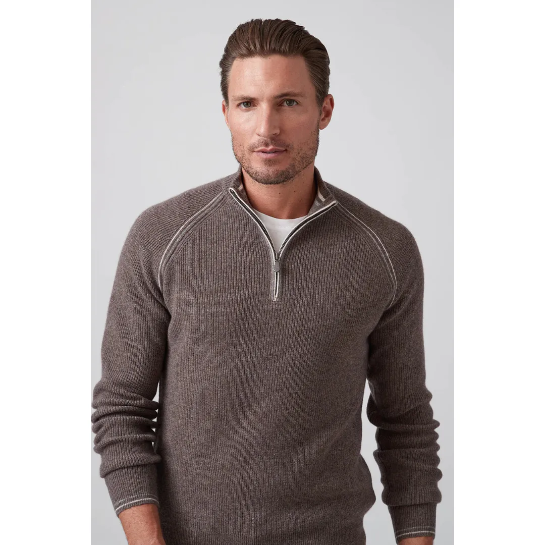 Raffi The Holden Long Sleeves Rib Trim Zip Mock Sweater