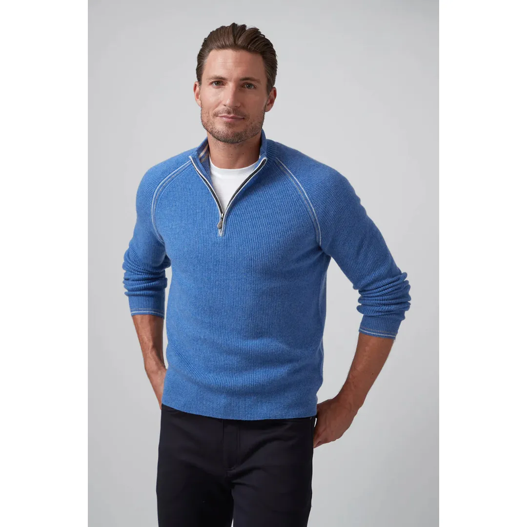 Raffi The Holden Long Sleeves Rib Trim Zip Mock Sweater