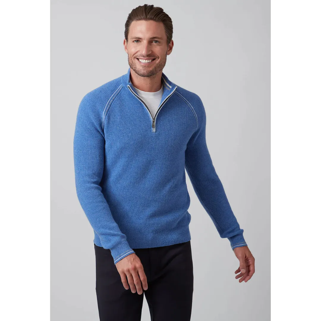 Raffi The Holden Long Sleeves Rib Trim Zip Mock Sweater