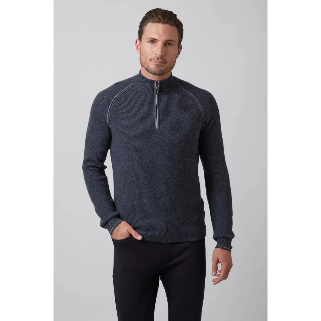 Raffi The Holden Long Sleeves Rib Trim Zip Mock Sweater