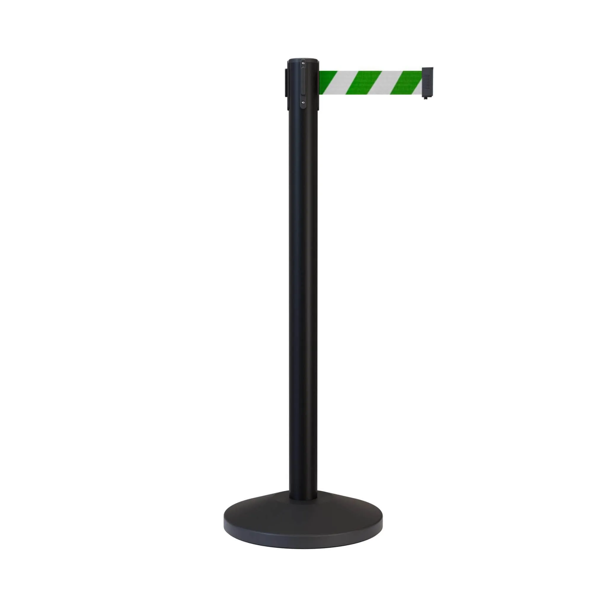 Retractable Belt Barrier Stanchion, Black Post, 11 Ft. Belt - CCW Series RBB-100