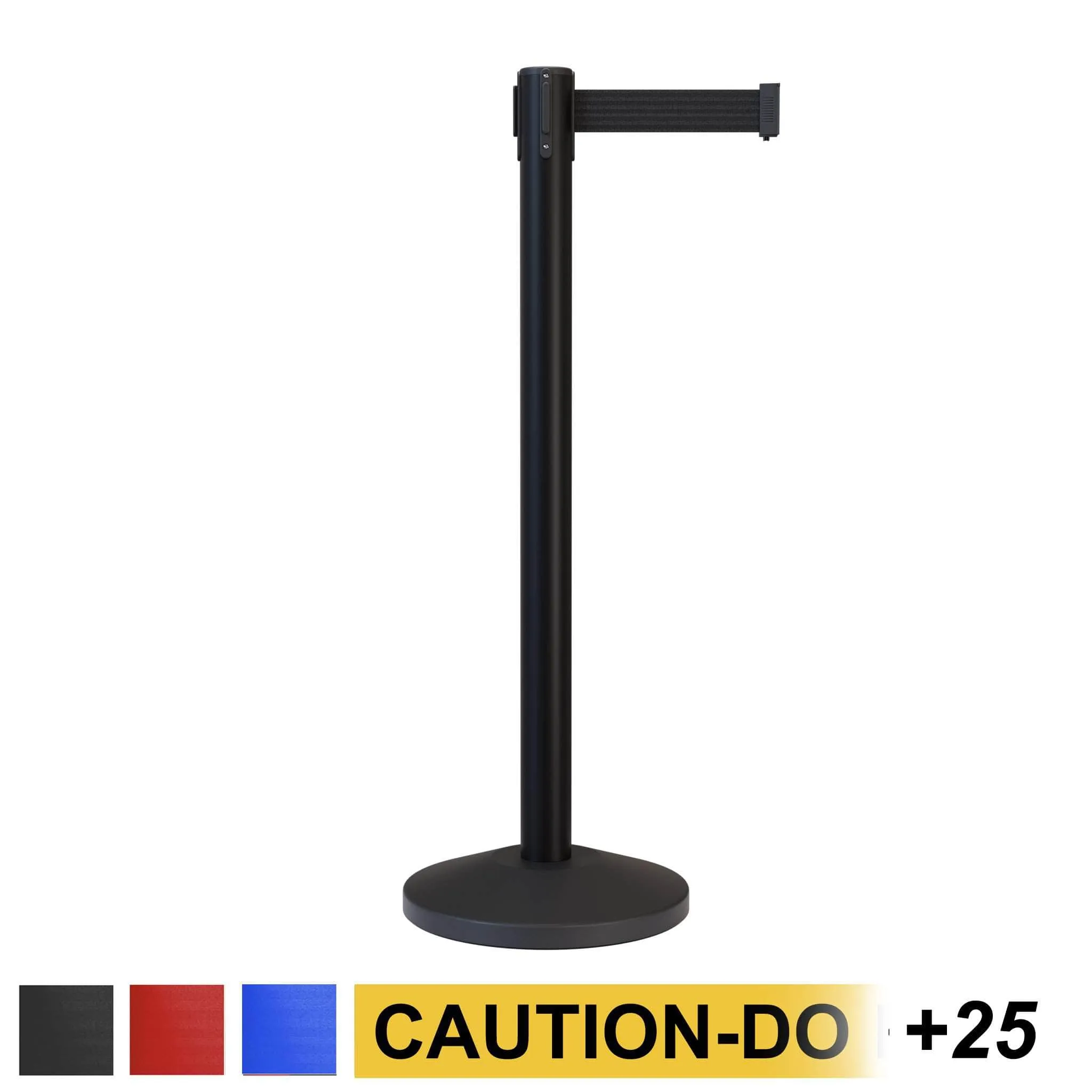 Retractable Belt Barrier Stanchion, Black Post, 11 Ft. Belt - CCW Series RBB-100