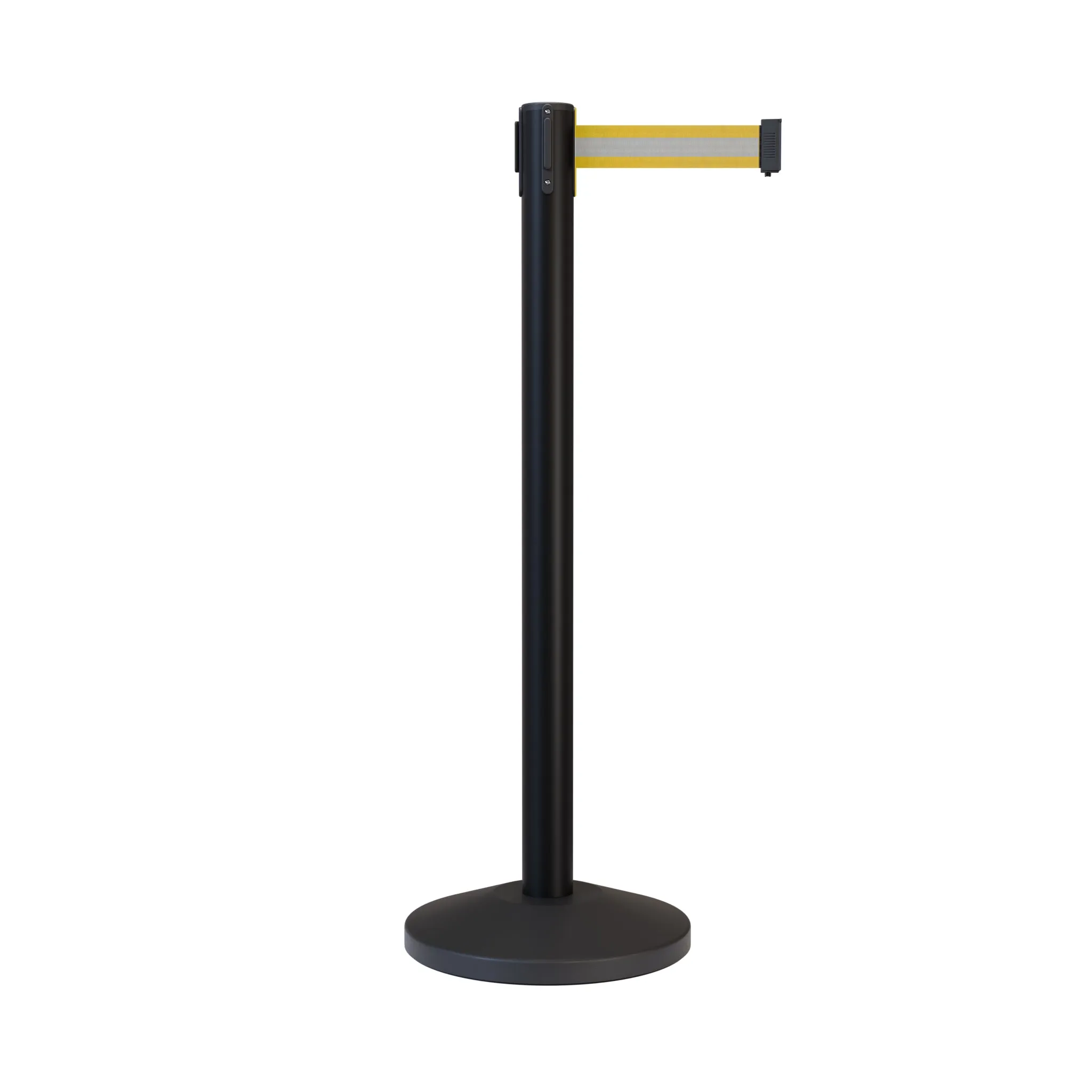 Retractable Belt Barrier Stanchion, Black Post, 7.5 Ft. Belt - CCW Series RBB-100