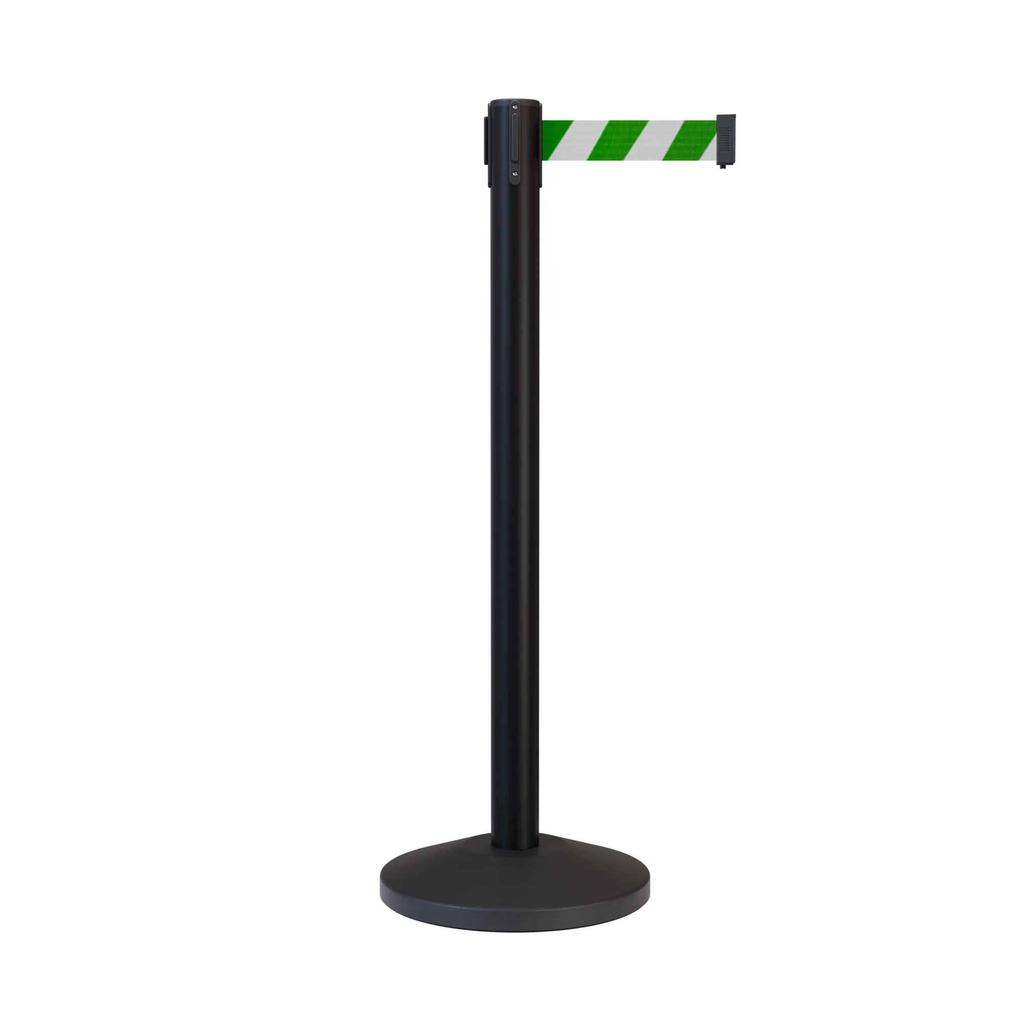 Retractable Belt Barrier Stanchion, Black Post, 7.5 Ft. Belt - CCW Series RBB-100