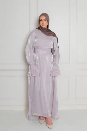 Safiya Organza Embroidery Set- Dark Lavender