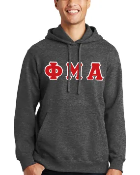 Sewn-On Greek Letter Hooded Sweatshirt - Heather Gray