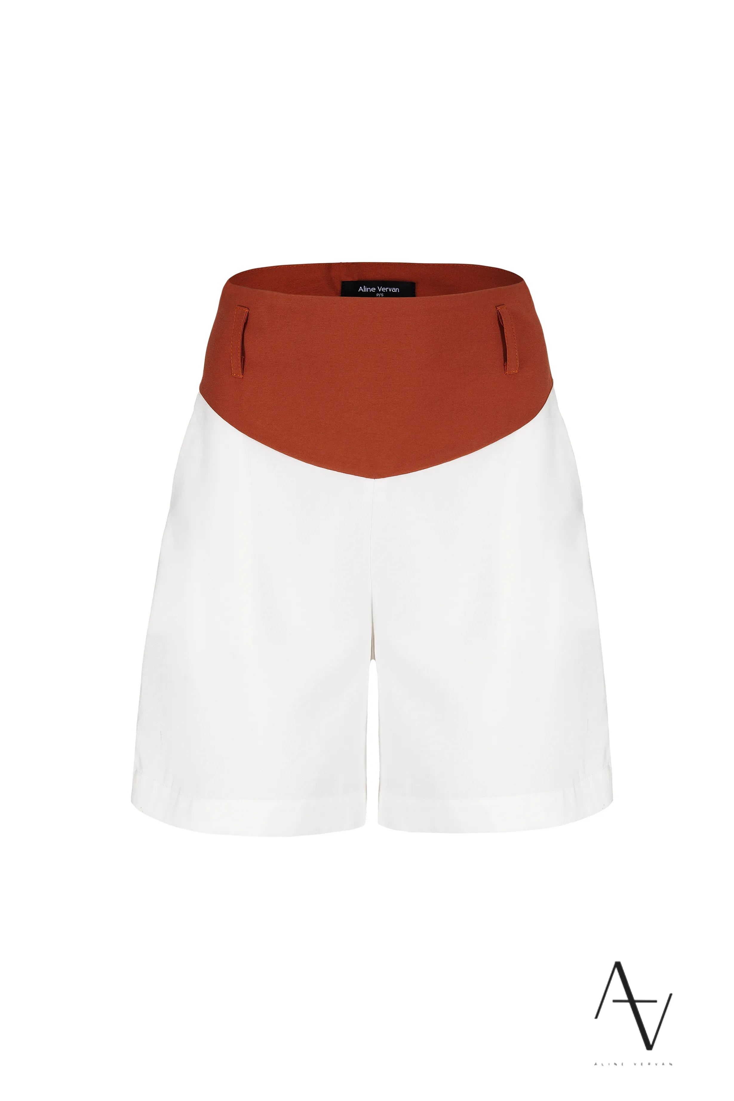 Short feminino de alfaiataria bicolor