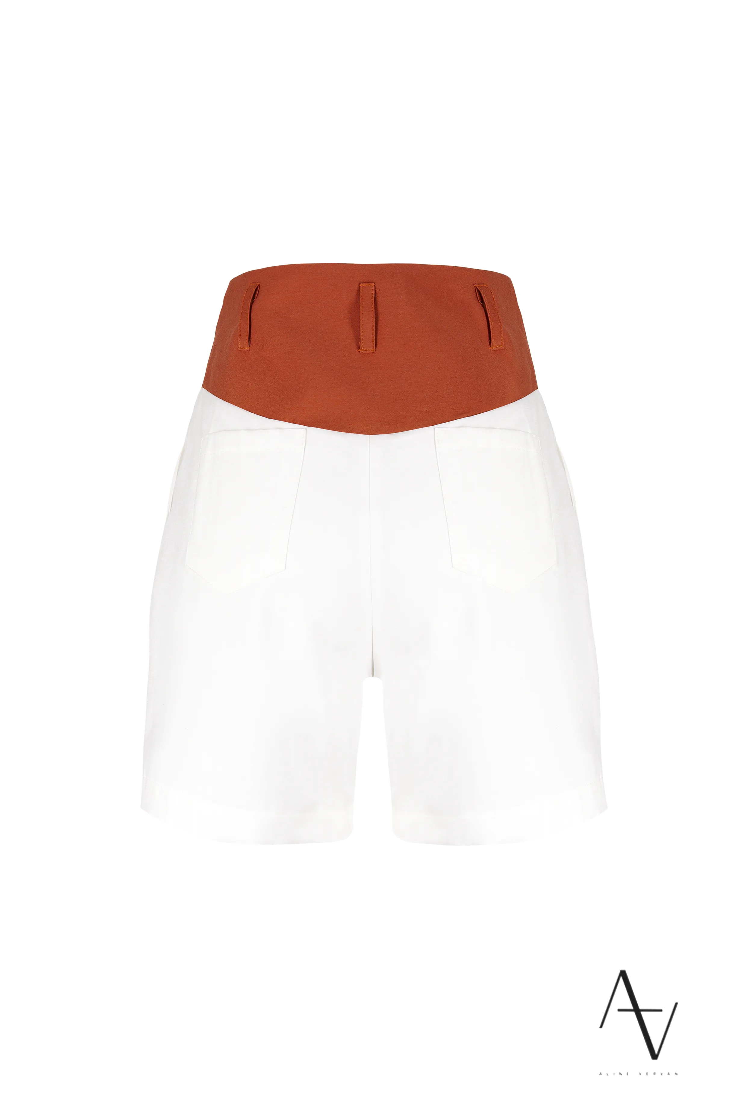 Short feminino de alfaiataria bicolor