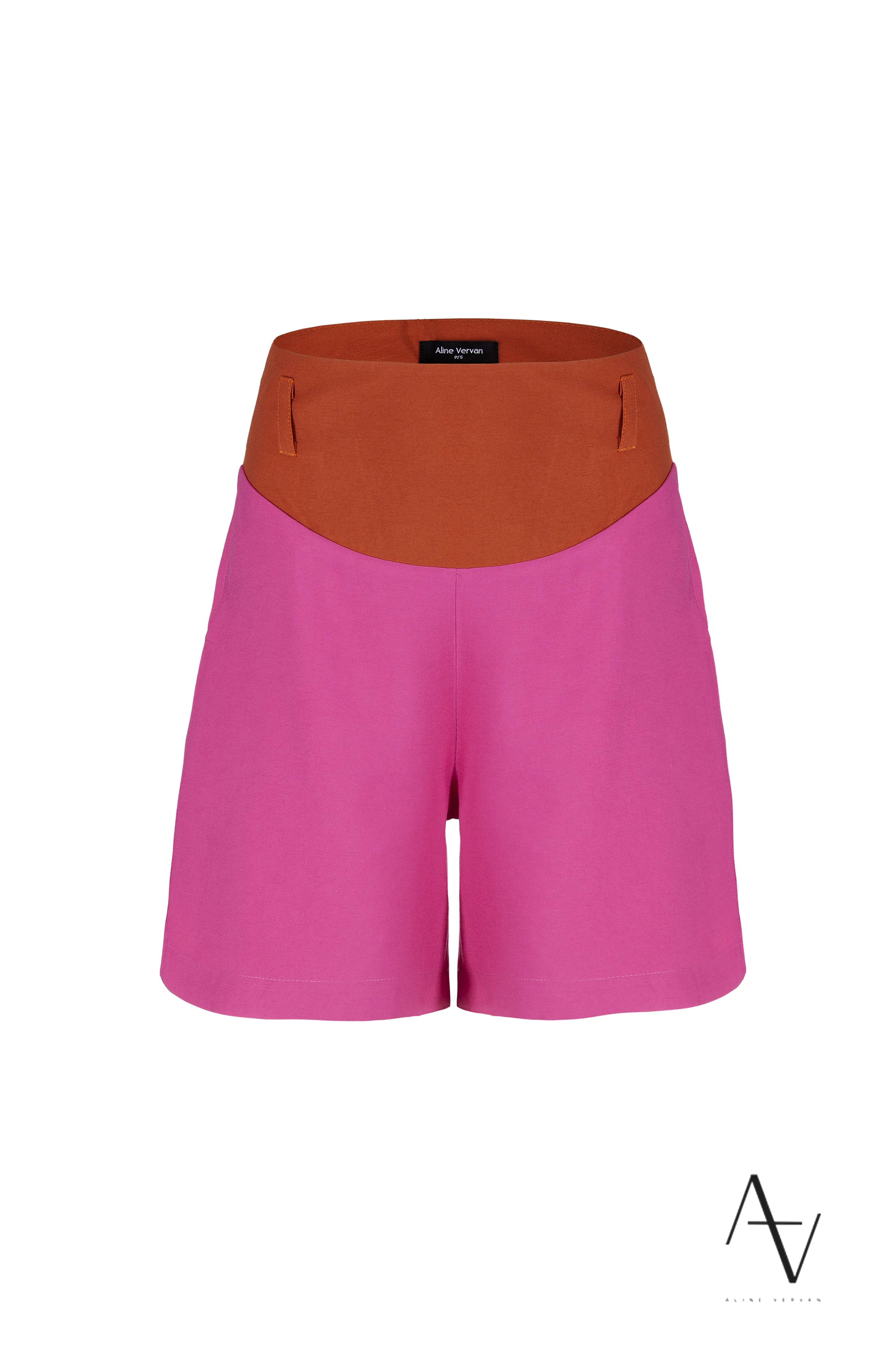 Short feminino de alfaiataria bicolor