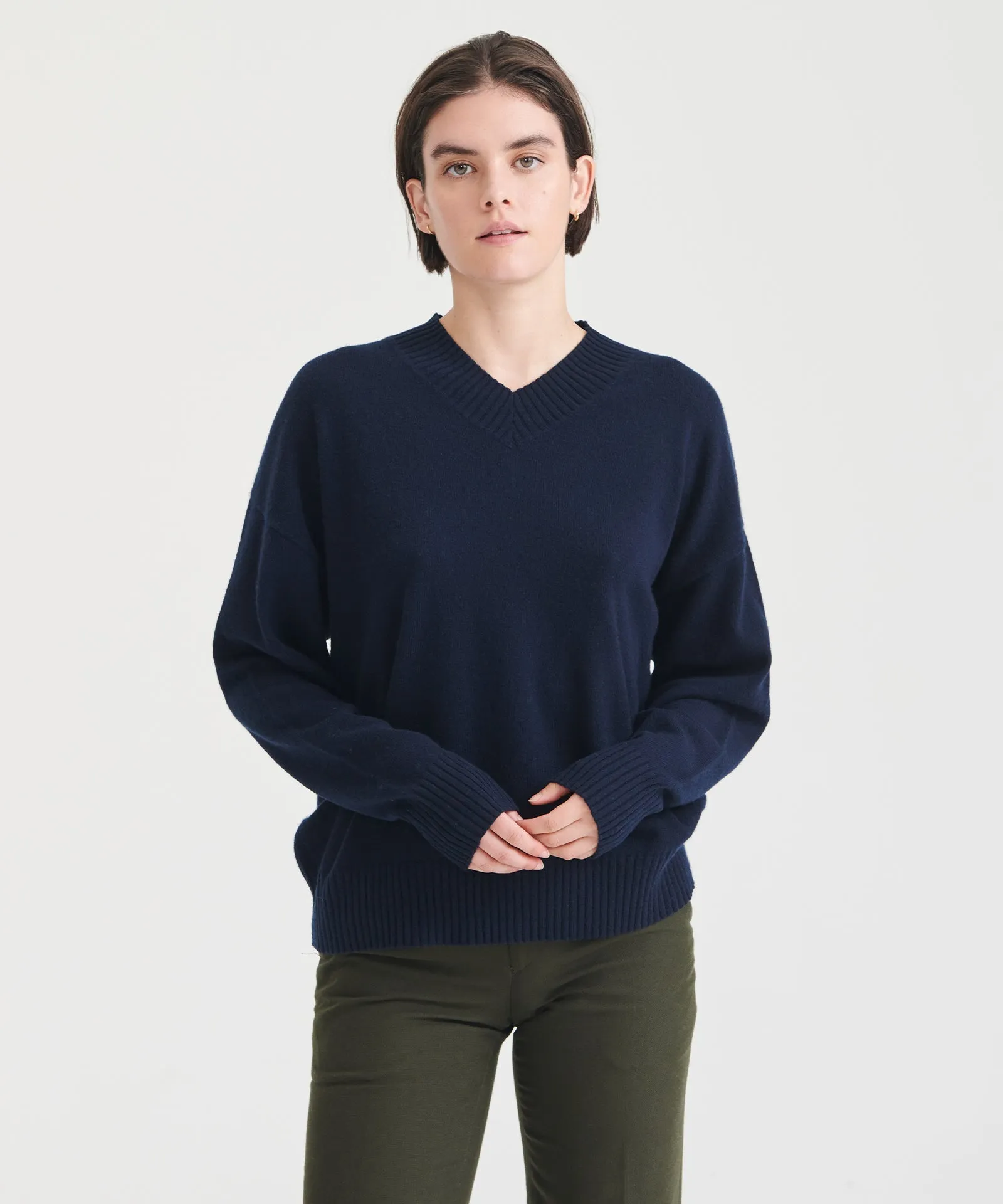 Signature Cashmere Boyfriend V-Neck Sweater