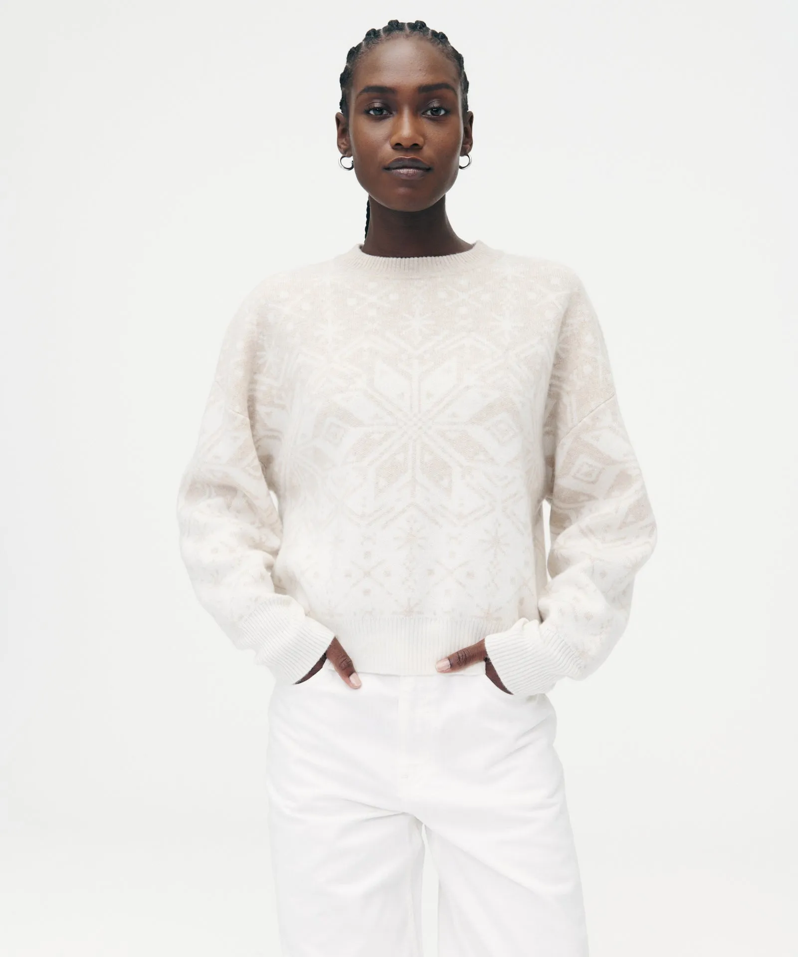 Signature Cashmere Fair Isle Holiday Crewneck Sweater