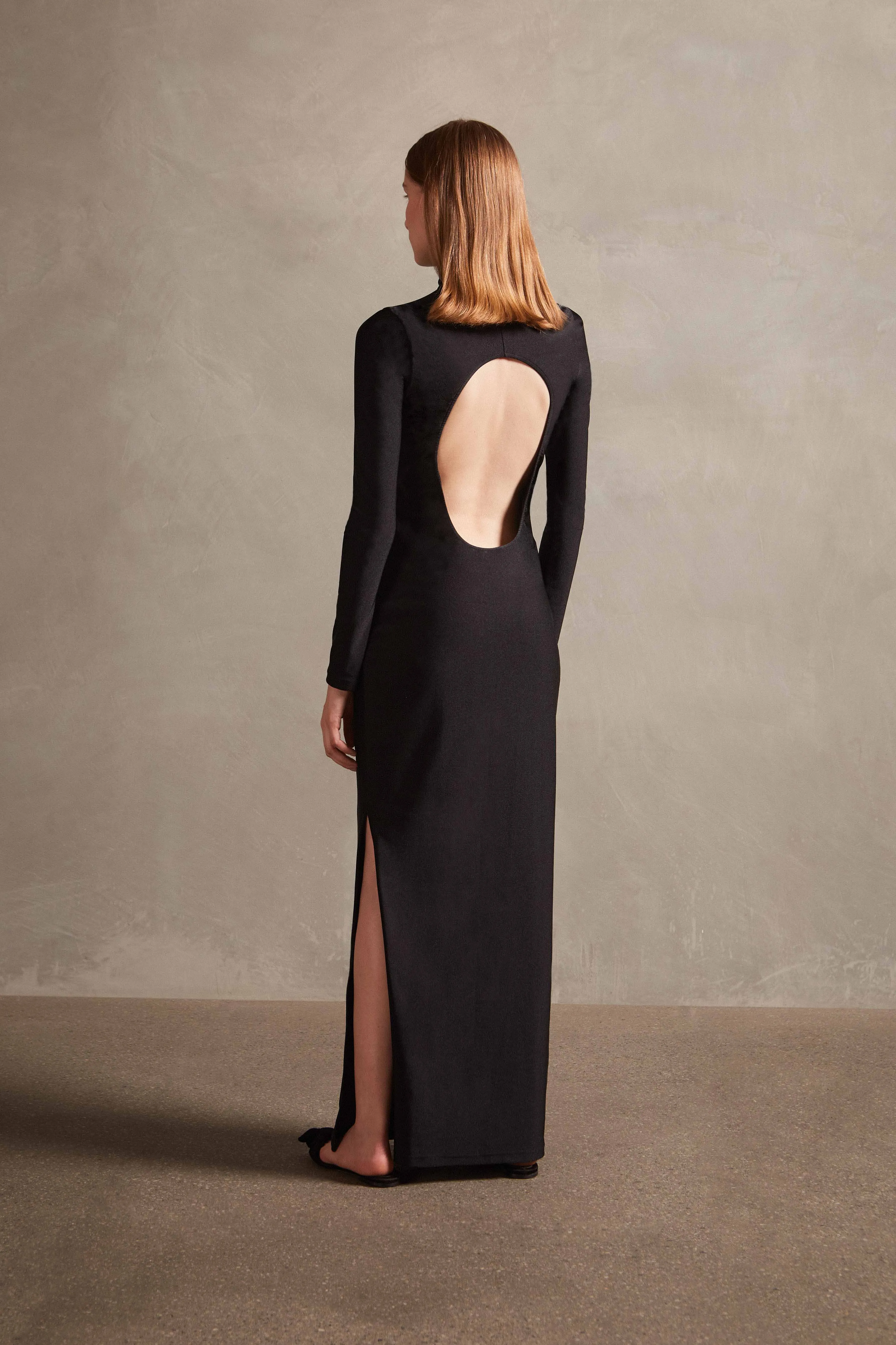 Solid Open-Back Long Dress