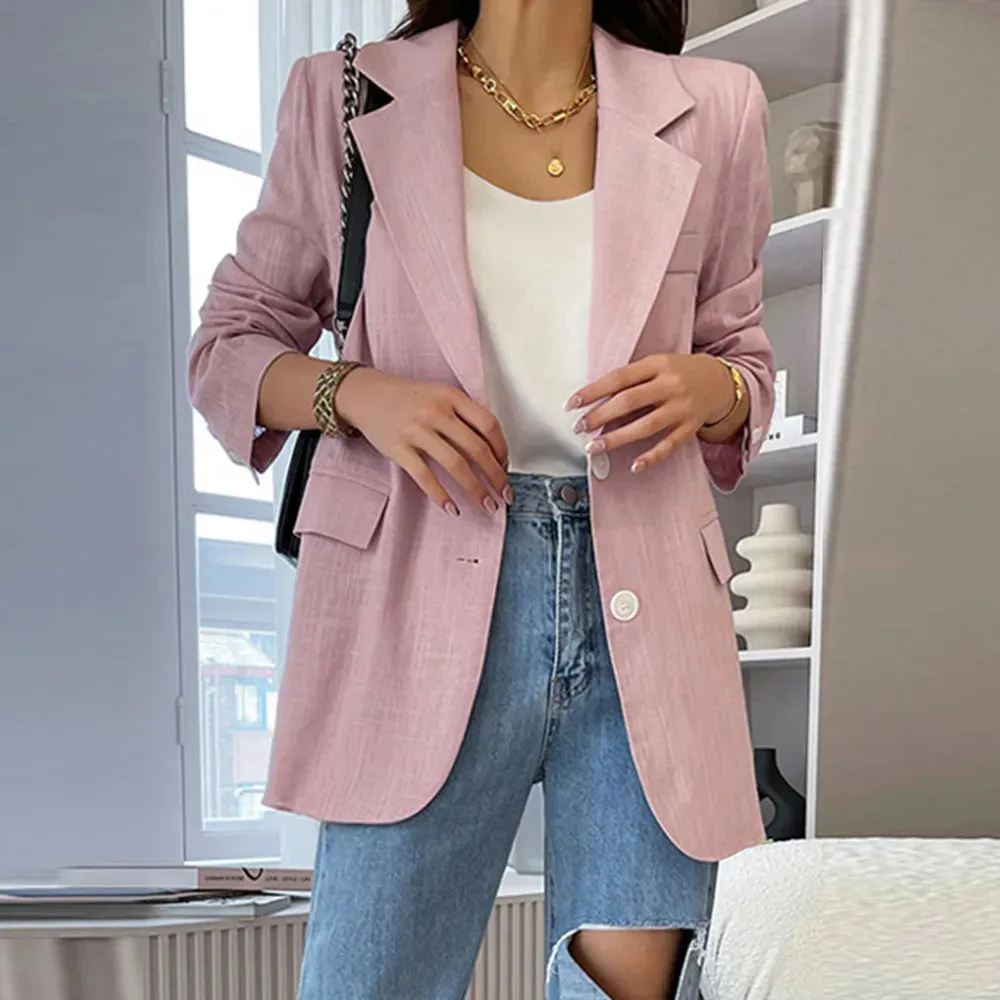 Temperament Blazers For Women Notched Collar Long Sleeve Colorblock Blazer Female Fashion Style Clothing