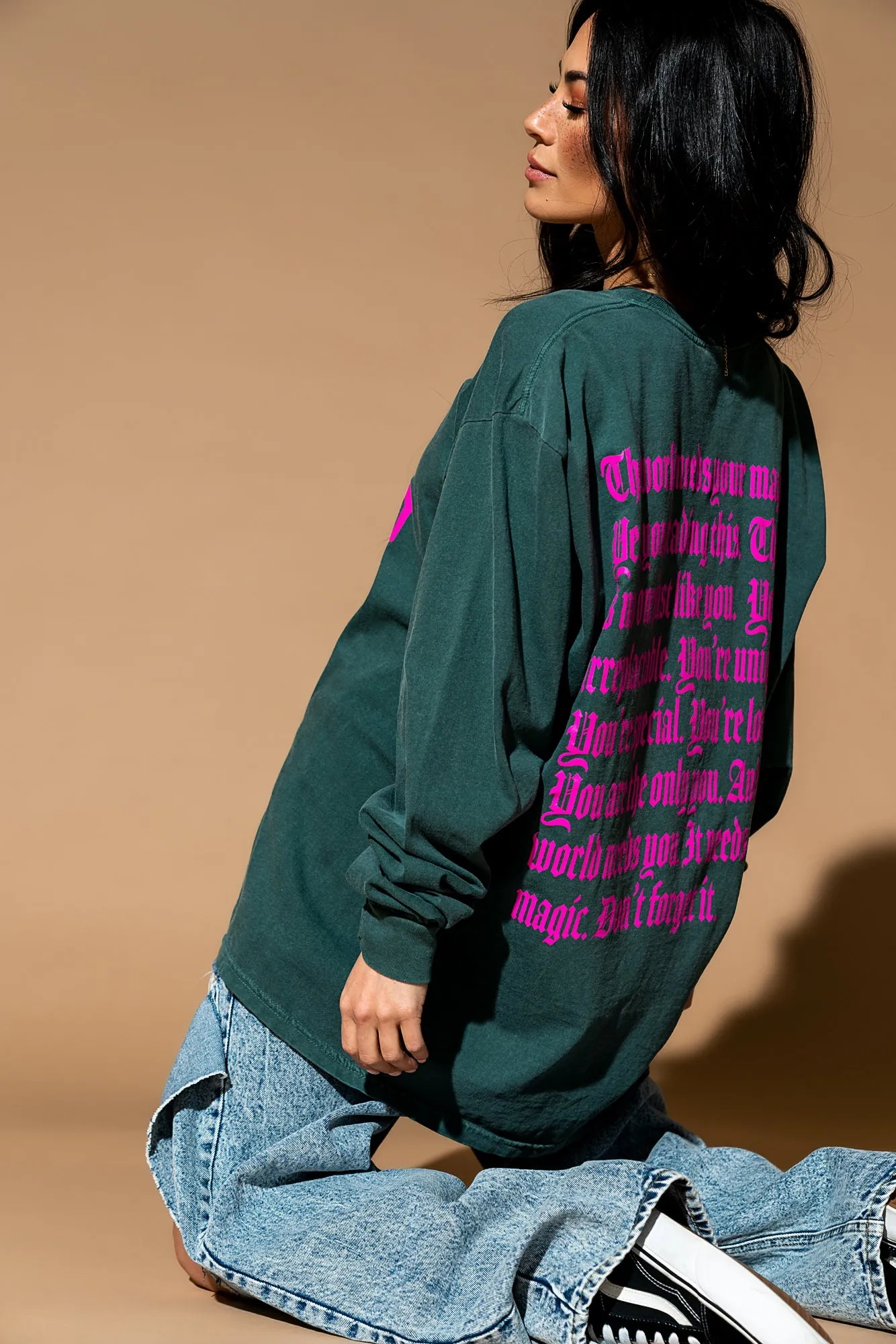 The World Needs Your Magic Mantra Oversized Long Sleeve Tee