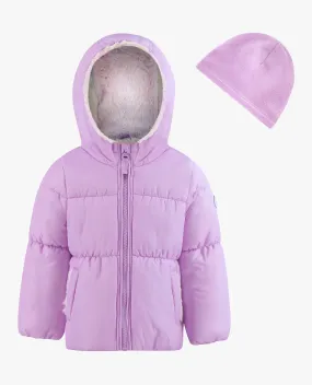 TODDLER GIRLS ZIP-FRONT HOODED LOOSE FIT PUFFER