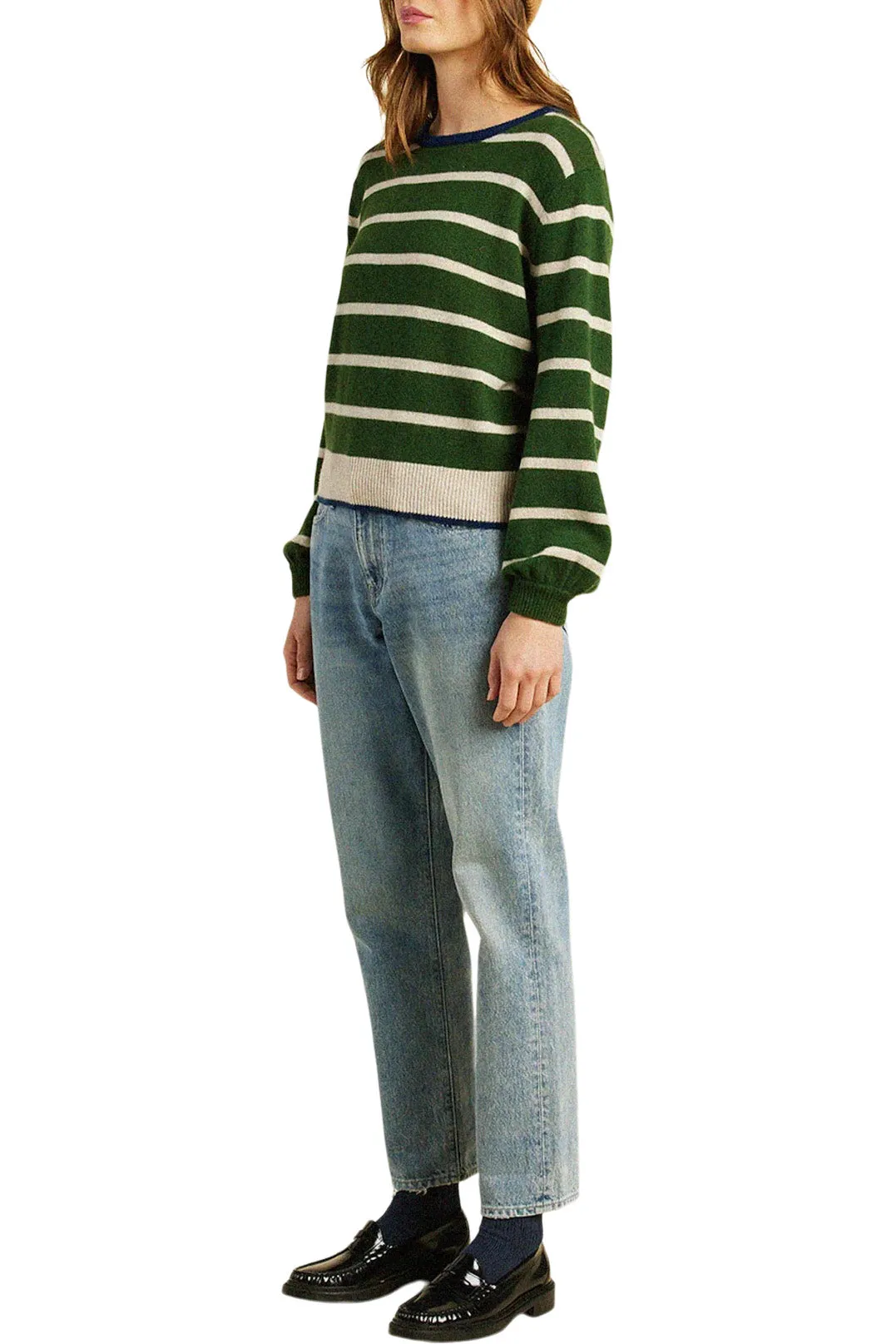 Trovata Birds of Paradis Ryann Sweater in Green Stripe