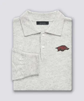 Wade 2-Button Cashmere Polo Sweater - University of Arkansas